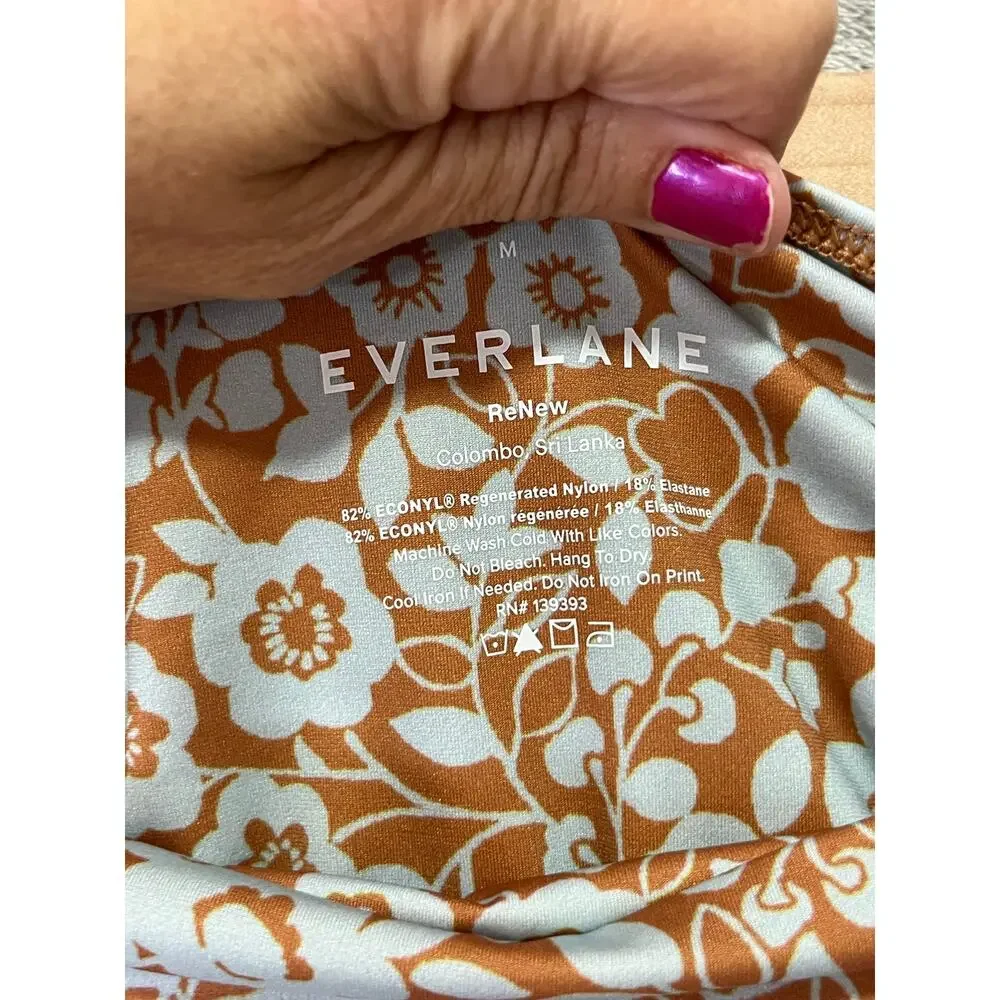 Everlane Square-Neck Bikini Top & High Rise Bottom Floral Swim Set Medium